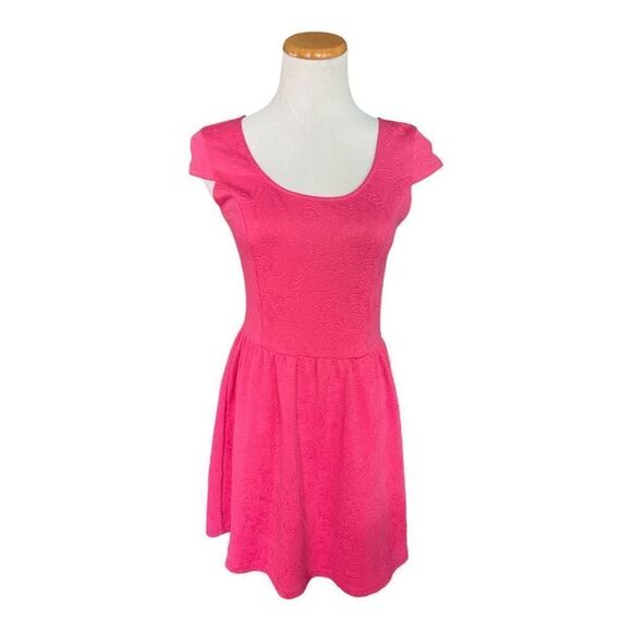 Womens Collective Concepts Floral Embossed Cap Sleeve Fit & Flare Dress - Sz M - Picture 1 of 1